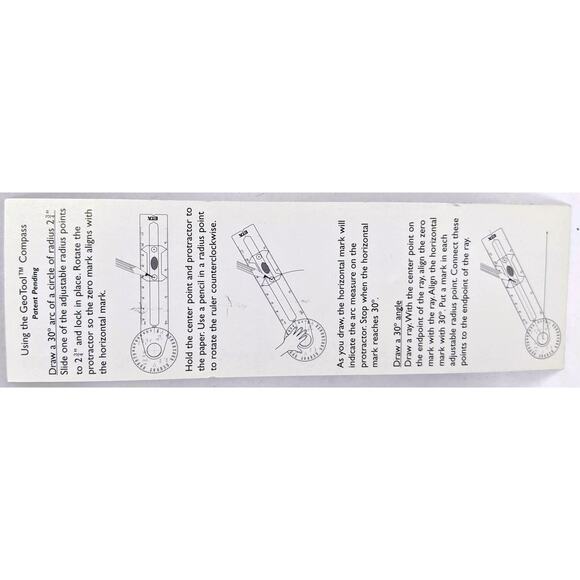 Lot of 10 - Gently-Used Classroom Geotool Safety Compass / Protractors for Math - Picture 4 of 6